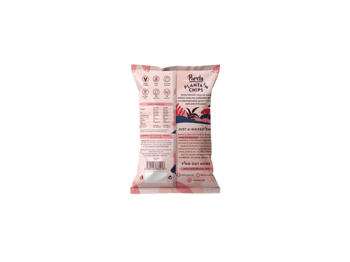 Purely Kochbananenchips Nice & Spicy 75 g - ohne Palmöl / ohne Zusatzstoffe / vegan / glutenfrei